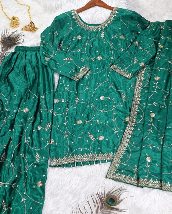 Multicolor_New_Designer_Suit_Sharara_Dupatta_With_Embroidered_Sequence_Work_Chinon_Fabric_For_Women