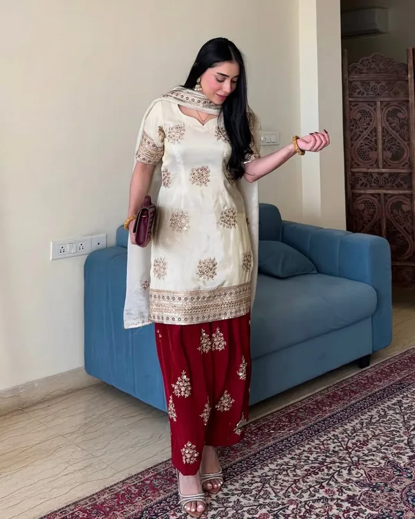 Multicolor_New_Designer_Embroidered_Chinon_Suit_With_Sequence_Embroidered_Work_For_Women