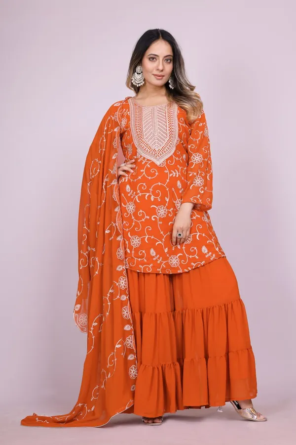 Orange_Designer_Embroidered_Georgette_Sharara_Suit_With_Embroidered_Work_For_Women