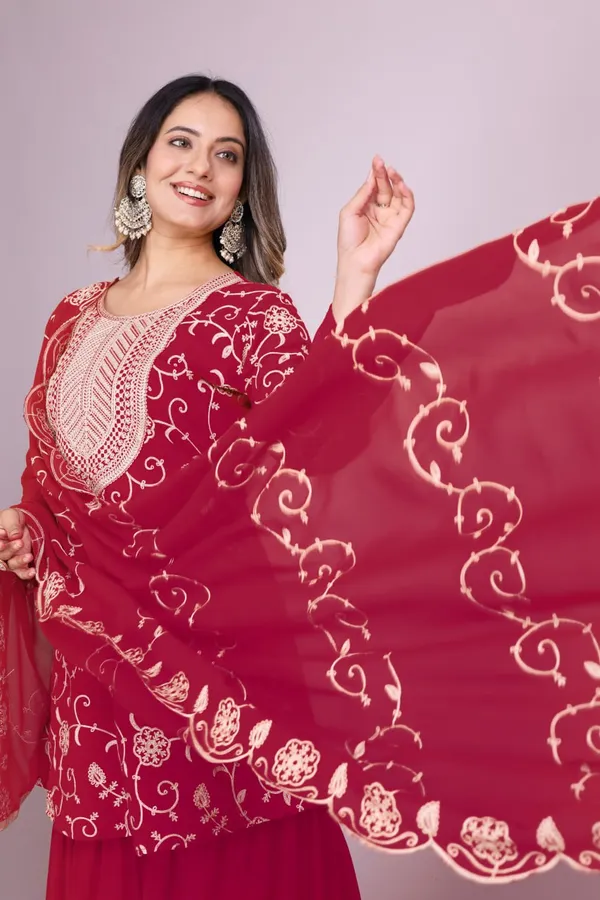 Dark_Pink_Designer_Embroidered_Georgette_Sharara_Suit_With_Embroidered_Work_For_Women
