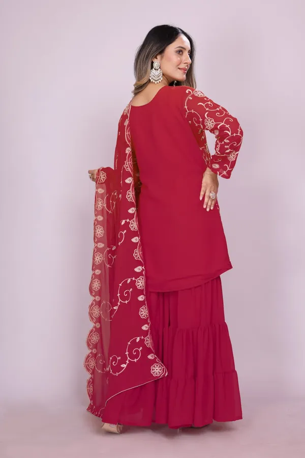 Dark_Pink_Designer_Embroidered_Georgette_Sharara_Suit_With_Embroidered_Work_For_Women