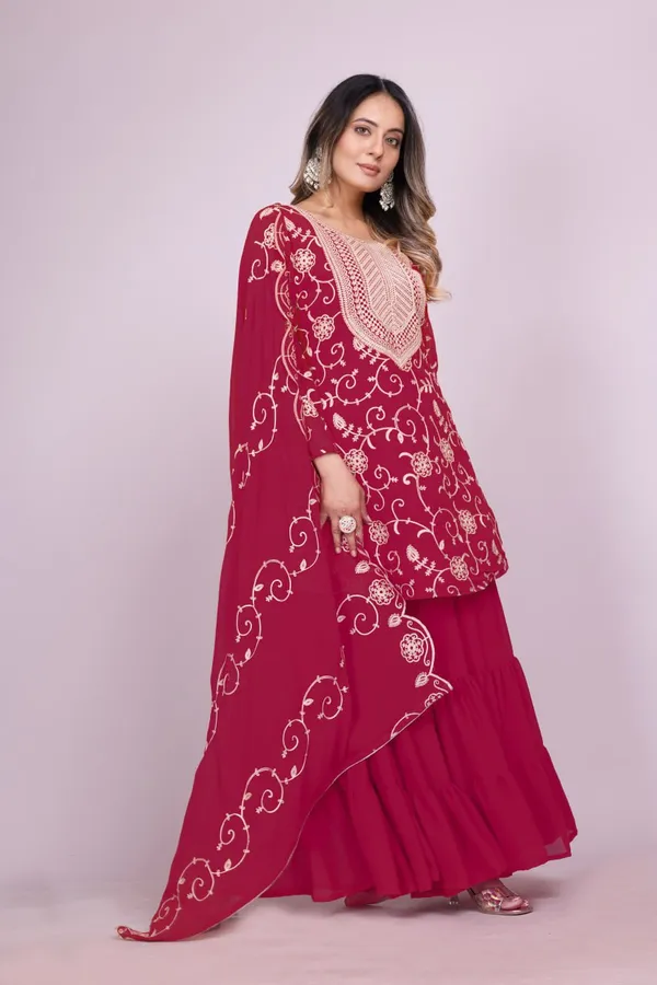 Dark_Pink_Designer_Embroidered_Georgette_Sharara_Suit_With_Embroidered_Work_For_Women