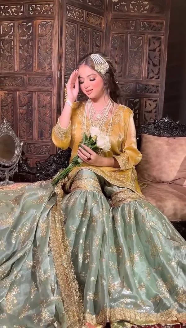 Golden_Mustard_&_Mint_Green_Traditional_Sharara_Set