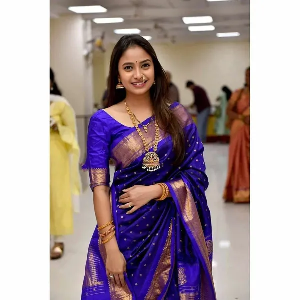 Blue_Saree_With_Soft_Lichi_Silk_Fabric_With_Jacquard_Work_With_For_Women