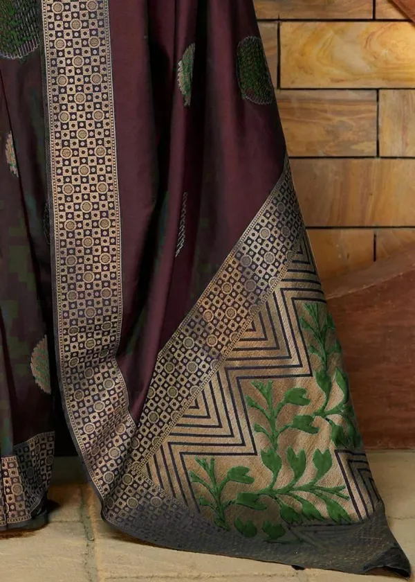 Maroon_Soft_Lichi_Silk_Fabric_With_Jacquard_Work_Saree_For_Women