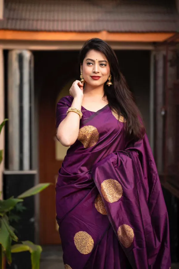Purple_Saree_With_Soft_Lichi_Silk_Fabric_With_Jacquard_Work_With_For_Women