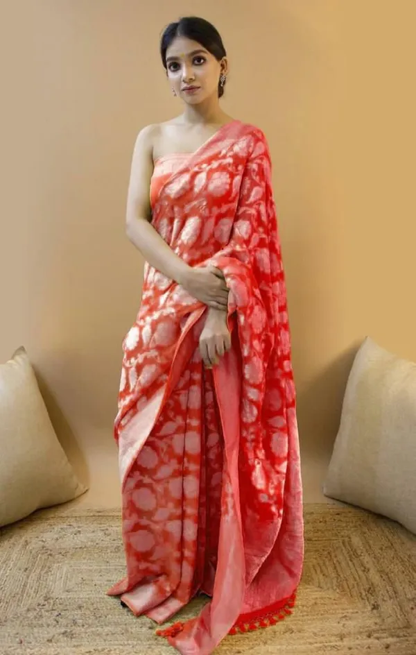 Red_Saree_With_Soft_Lichi_Silk_Fabric_With_Jacquard_Work_Red_For_Women