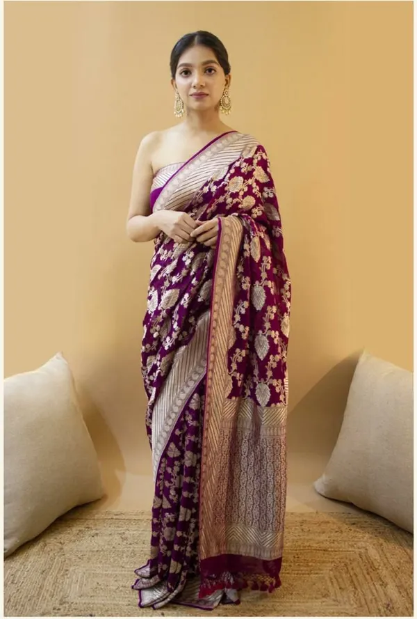 Multicolor_Saree_With_Soft_Lichi_Silk_Fabric_With_Jacquard_Work_For_Women