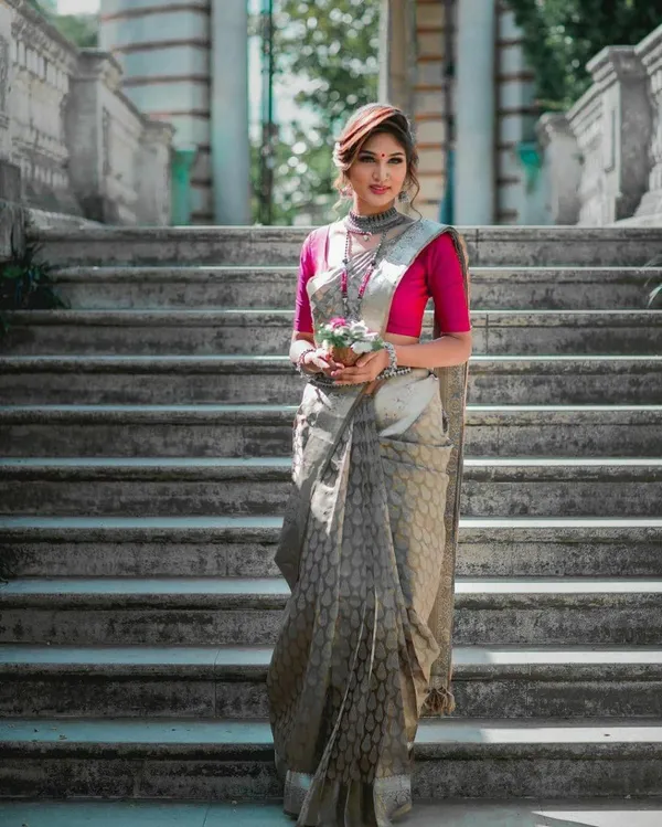 Multicolor_Saree_With_Soft_Lichi_Silk_Fabric_With_Jacquard_Work_For_Women