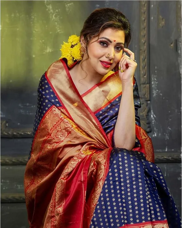 Multicolor_Saree_With_Soft_Lichi_Silk_Fabric_With_Jacquard_Work_For_Women