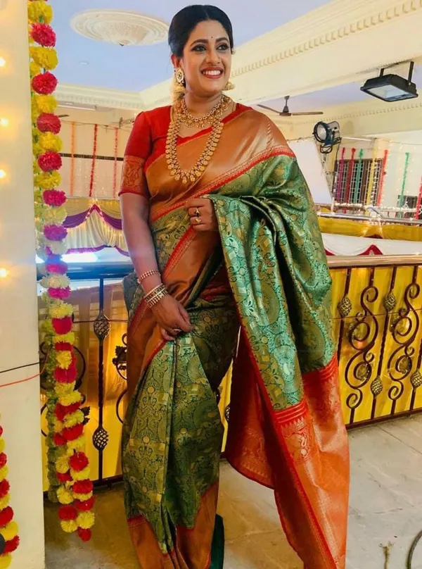 Multicolor_Saree_With_Soft_Lichi_Silk_Fabric_With_Jacquard_Work_For_Women