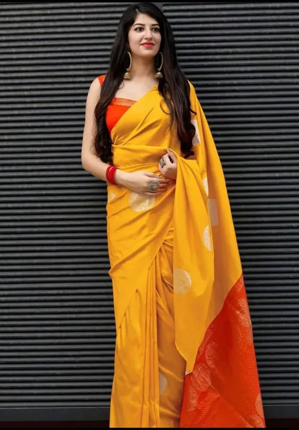 Yellow_Saree_With_Soft_Lichi_Silk_Fabric_With_Jacquard_Work_For_Women