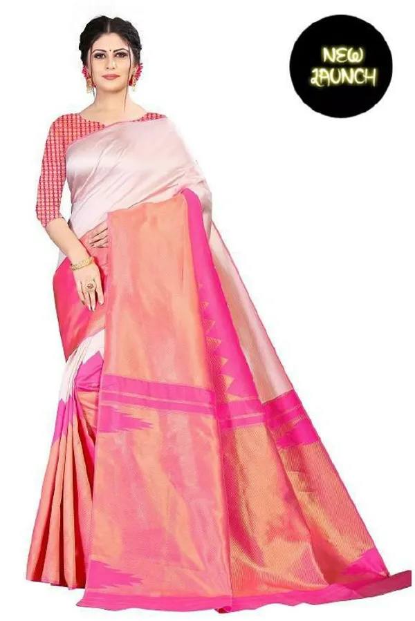 Pink_Saree_With_Soft_Lichi_Silk_Fabric_With_Jacquard_Work_For_Women