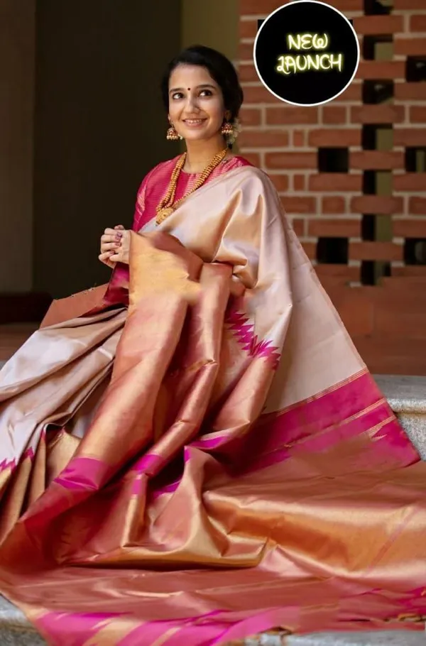 Pink_Saree_With_Soft_Lichi_Silk_Fabric_With_Jacquard_Work_For_Women