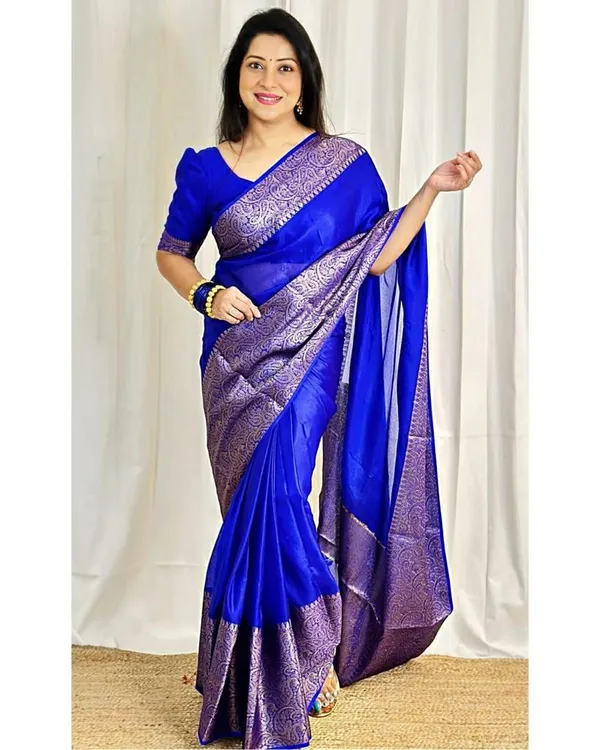 Royal_Blue_Saree_With_Soft_Lichi_Silk_Fabric_With_Jacquard_Work_For_Women