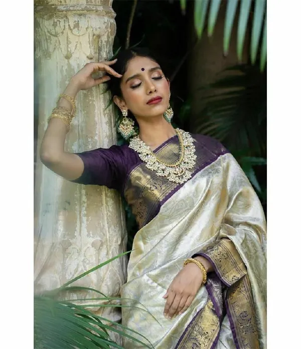 Multicolor_Saree_With_Soft_Lichi_Silk_Fabric_With_Jacquard_Work_For_Women