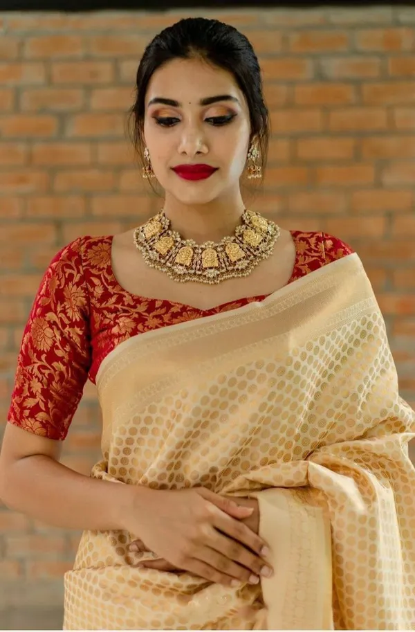 Beige_Soft_Lichi_Silk_With_Jacquard_Work_Saree_For_Women