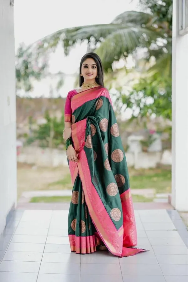 Multicolor_Saree_With_Soft_Lichi_Silk_Fabric_With_Jacquard_Work_For_Women