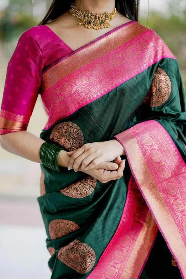 Multicolor_Saree_With_Soft_Lichi_Silk_Fabric_With_Jacquard_Work_For_Women