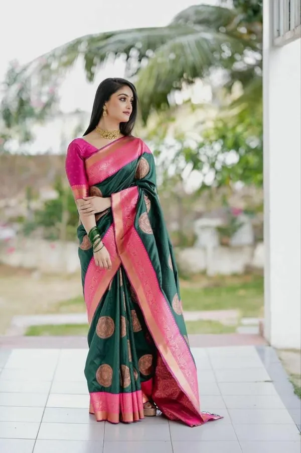 Multicolor_Saree_With_Soft_Lichi_Silk_Fabric_With_Jacquard_Work_For_Women