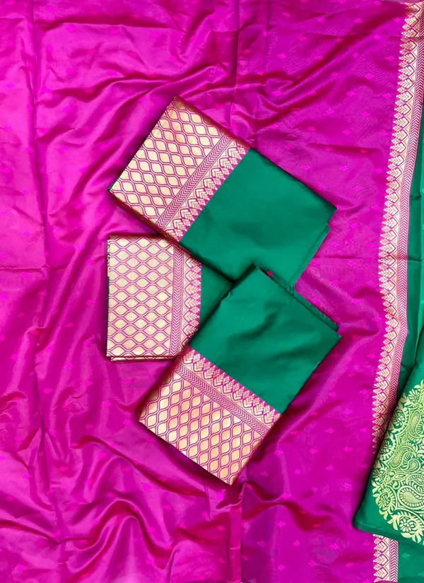 Multicolor_Saree_With_Soft_Lichi_Silk_Fabric_With_Jacquard_Work_For_Women