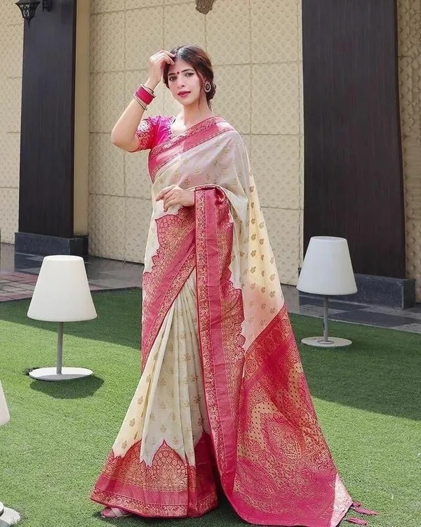 Multicolor_Saree_With_Soft_Lichi_Silk_Fabric_With_Jacquard_Work_For_Women