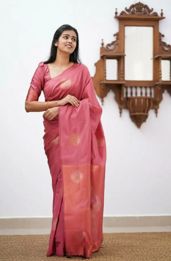 Pink_Saree_With_Soft_Lichi_Silk_Fabric_With_Jacquard_Work_Zahler_With_For_Women