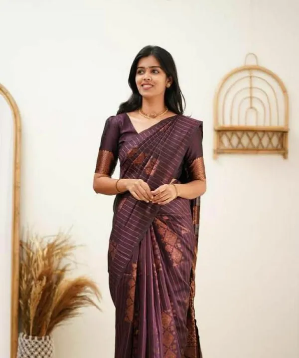 Purple_Saree_With_Soft_Lichi_Silk_Fabric_With_Jacquard_Work_With_For_Women