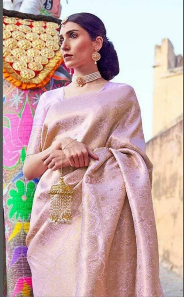Pink_Saree_With_Soft_Lichi_Silk_Fabric_With_Jacquard_Work_Zahler_With_For_Women