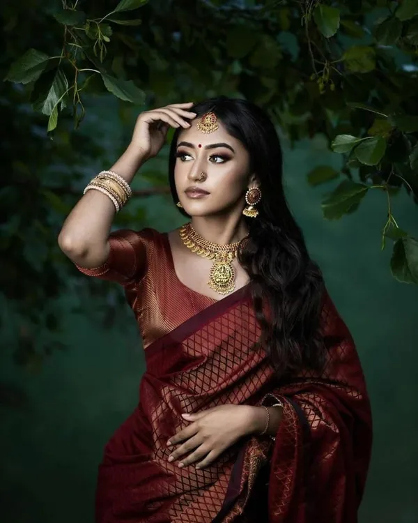 Brown_Saree_With_Soft_Lichi_Silk_Fabric_With_Jacquard_Work_For_Women