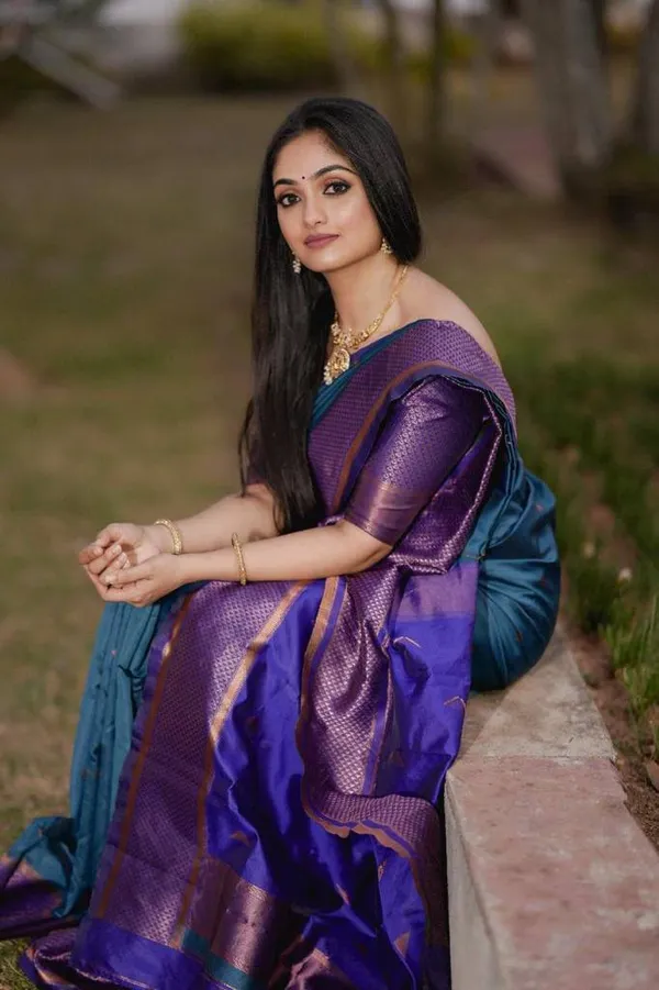 Blue_Saree_With_Soft_Lichi_Silk_Fabric_With_Jacquard_Work_With_For_Women