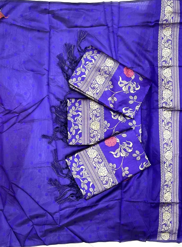Blue_Saree_With_Soft_Lichi_Silk_Fabric_With_Jacquard_Work_For_Women