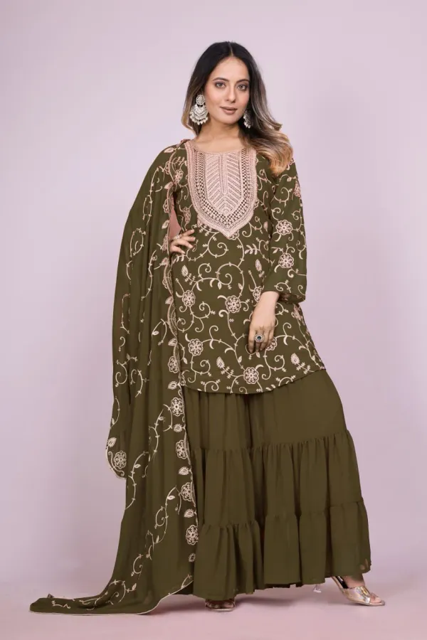 Mustard_Green_Designer_Embroidered_Georgette_Sharara_Suit_With_Embroidered_Work_For_Women
