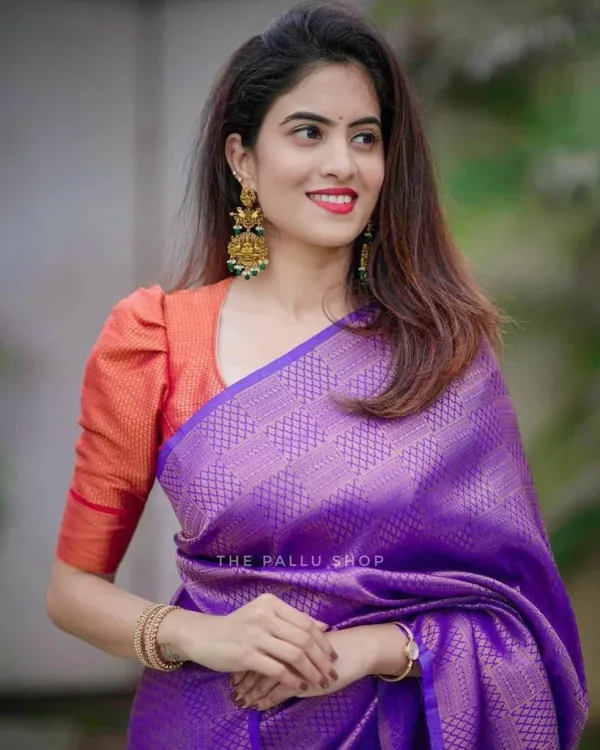 Purple_Saree_With_Soft_Lichi_Silk_Fabric_With_Jacquard_Work_With_For_Women