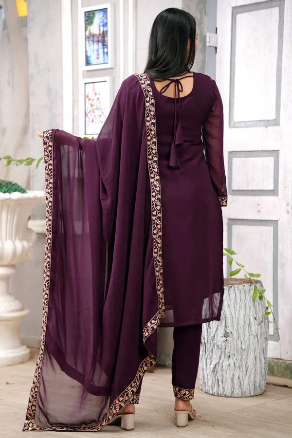 New_Designer_Embroidered_Georgette__Suit_With_Sequence_Embroidered_Work