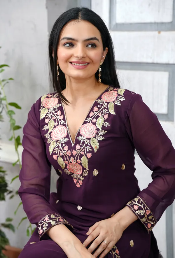 New_Designer_Embroidered_Georgette__Suit_With_Sequence_Embroidered_Work