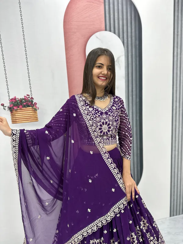 Purple_Embroidered_Fox_Georgette_Fabric_Lehenga_Choli_For_Women