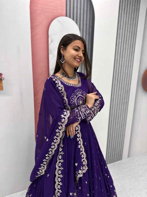 Blue_Lehenga_Choli_Dupatta_With_Fox_Georgette_Fabric_Embroidery_Work_For_Women