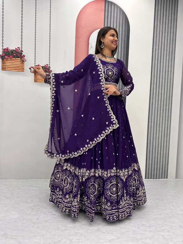 Blue_Lehenga_Choli_Dupatta_With_Fox_Georgette_Fabric_Embroidery_Work_For_Women