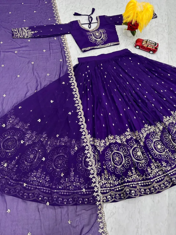 Blue_Lehenga_Choli_Dupatta_With_Fox_Georgette_Fabric_Embroidery_Work_For_Women