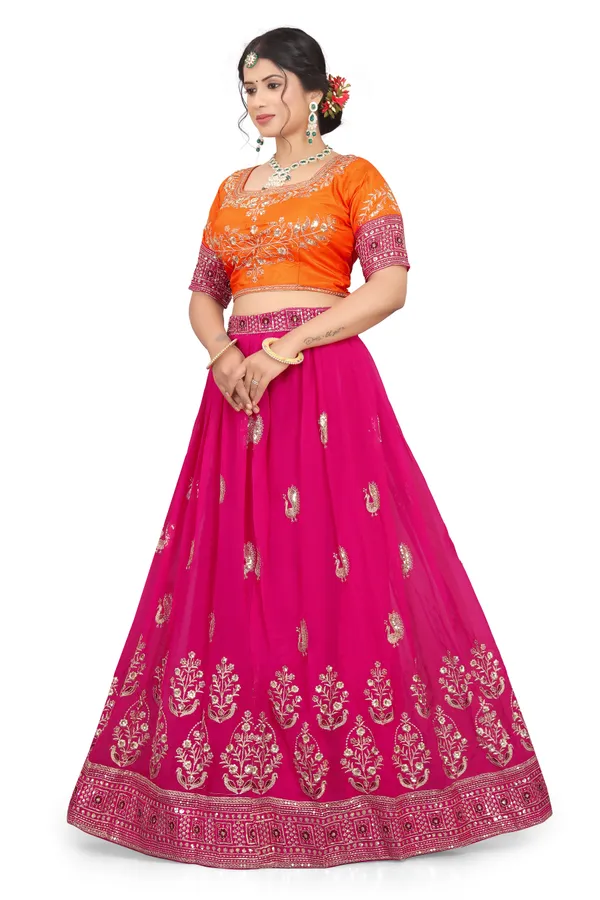 Multicolor_Lehenga_With_Jalpari_Fabric_Choli_Dupatta_With_Faux_Georgette_Fabric_Heavy_Sequence_Embroidery_Work_For_Women