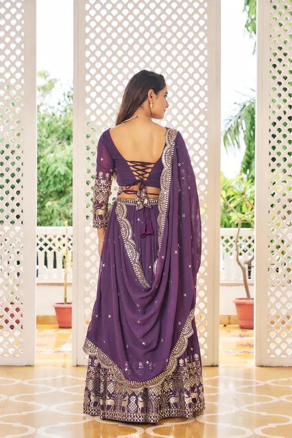 Purple_Lehenga_Choli_Dupatta_With_Faux_Georgette_Fabric_Embroidery_Work_For_Women