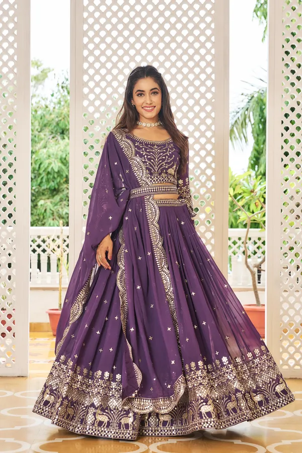 Purple_Lehenga_Choli_Dupatta_With_Faux_Georgette_Fabric_Embroidery_Work_For_Women