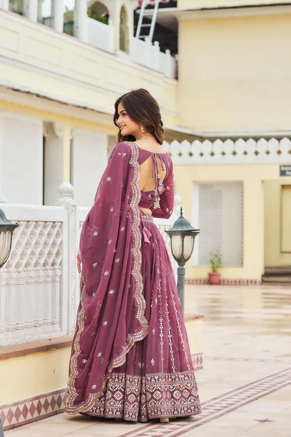 Dark_Pink_Lehenga_Choli_Dupatta_With_Fox_Georgette_Fabric_Embroidery_Work_For_Women