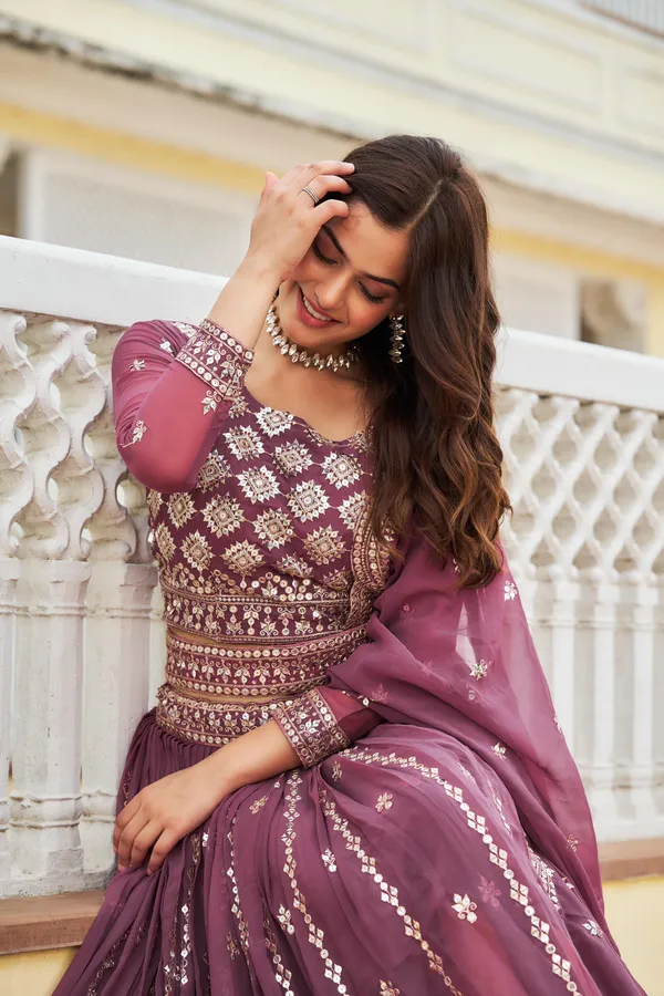 Dark_Pink_Lehenga_Choli_Dupatta_With_Fox_Georgette_Fabric_Embroidery_Work_For_Women