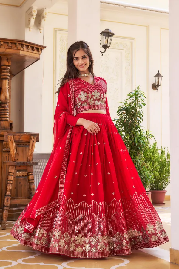 Red_Lehenga_Choli_Dupatta_With_Fox_Georgette_Fabric_Embroidery_Work_Red_For_Women