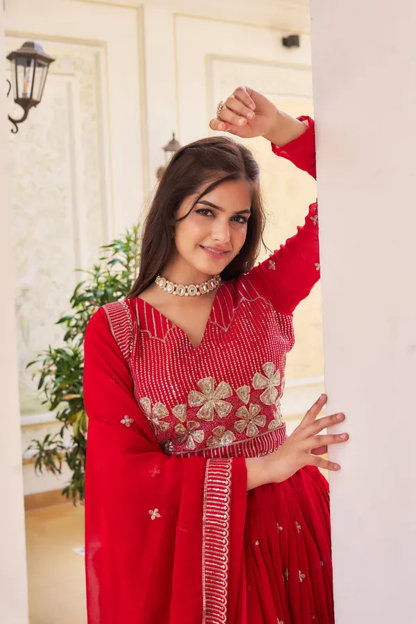 Red_Lehenga_Choli_Dupatta_With_Fox_Georgette_Fabric_Embroidery_Work_Red_For_Women