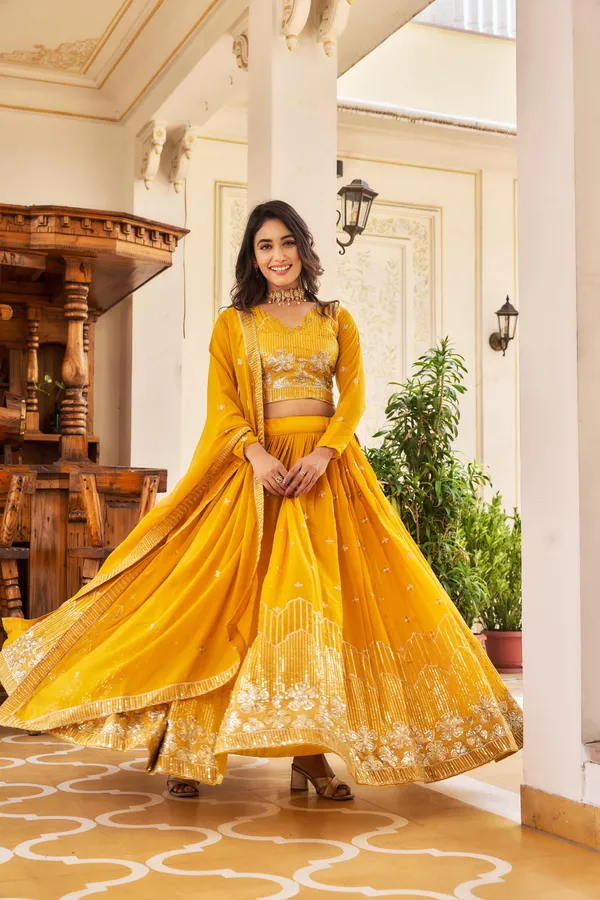 Yellow_Lehenga_Choli_Dupatta_With_Fox_Georgette_Fabric_Embroidery_Work_For_Women
