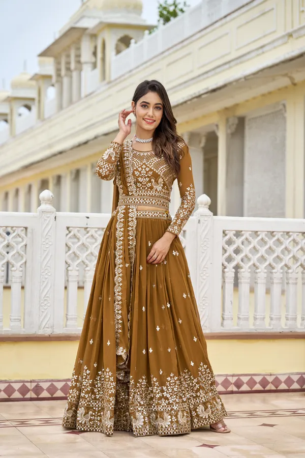 Green_Lehenga_Choli_Dupatta_With_Fox_Georgette_Fabric_Embroidery_Sequence_Work_For_Women