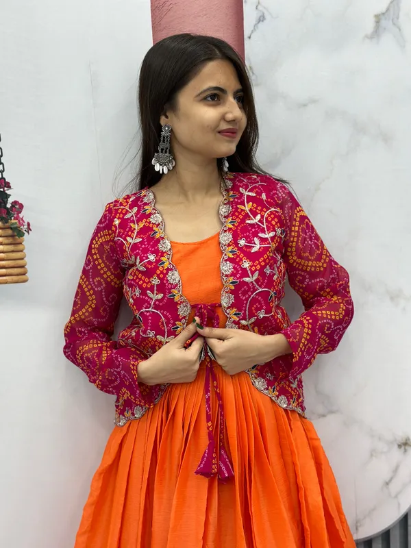 Multicolor_Bhej_Jacket_Long_Gown_With_Embroidered_Work_On_Jacket_With_Chinon_Fabric_Multi_For_Women